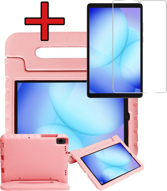 Foam Kinderhoes Samsung Galaxy Tab A11 met Screenprotector, Schokbestendig, Kidsproof, Zalmkleur