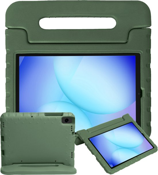 Samsung Galaxy Tab A11 kinderhoes donkergroen foam beschermhoes schokbestendig kidsproof cover