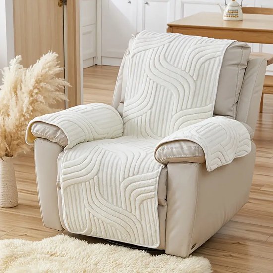 Daity Een flanellen fauteuilhoes in bohemian-stijl - ontworpen ter bescherming tegen krassen van huisdieren - geschikt voor enkele banken/fauteuils.（wit）