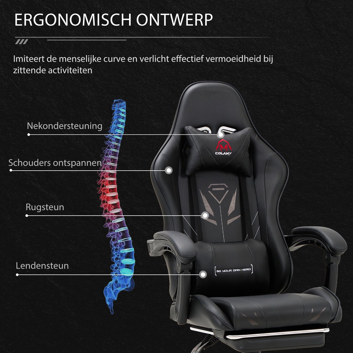 COLAMY Gamingstoel met Uitschuifbare Voetsteun en Hoge - afbeelding 2