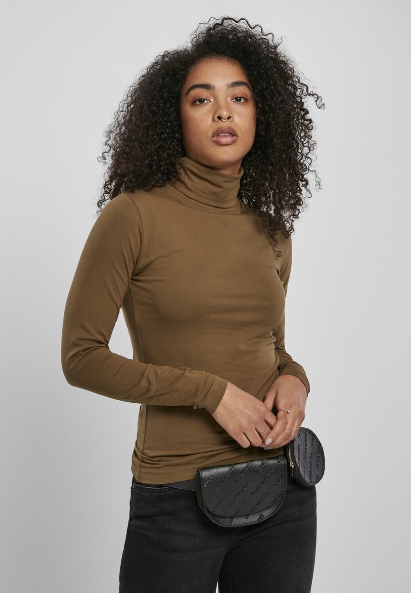 Urban Classics Basic Turtleneck Longsleeve Dames Sweatshirts – S Zwart