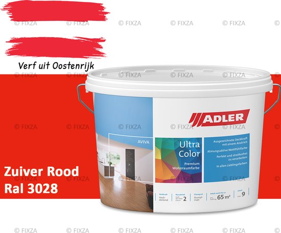 Peinture pour les murs ADLER Aviva Ultra -Color SD – Peinture murale intérieure mate Premium avec Technologie Smart -Dry – Sans traces et haute couvrance – Rouge Zuiver – 1 litre