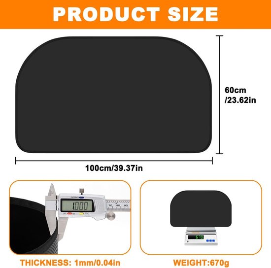 FLASLD Vuurvaste open haardmat 81 × 152 cm half rond