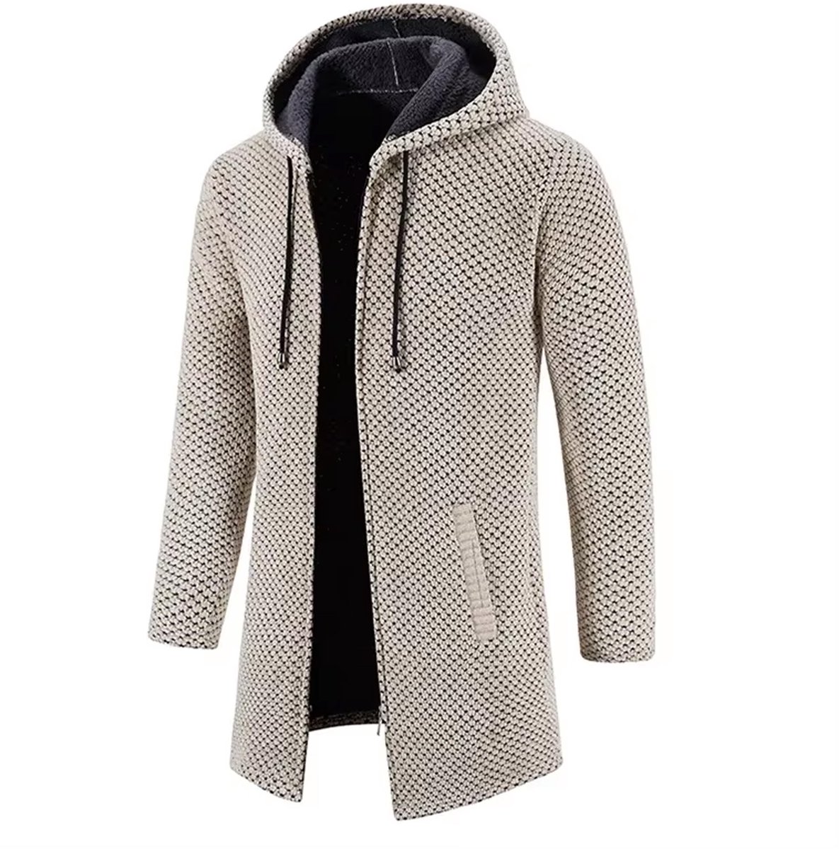 Extra lang Vest met Capuchon - Rits - Trui - Beige - Mannen - Mode