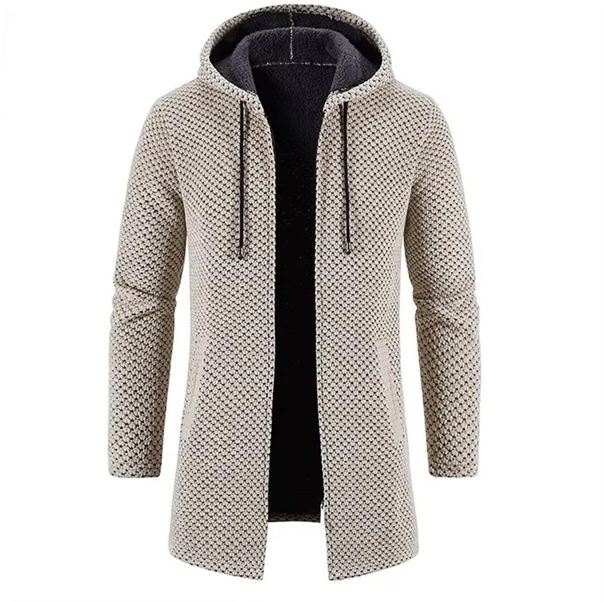 Extra lang Vest met Capuchon - Rits - Trui - Beige - Mannen - Mode