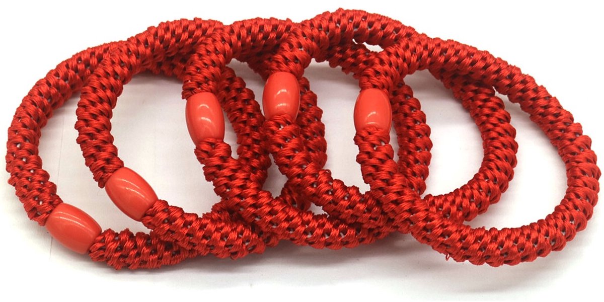 Haarelastiek set – 5 stuks – rood