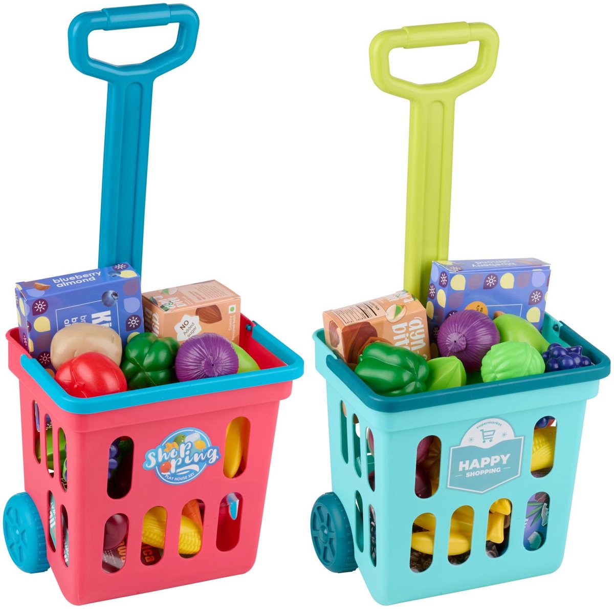 Eddy Toys Winkelwagentje met boodschappe