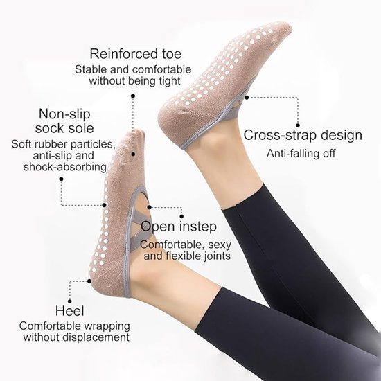 Yogasokken (4 paar) - Antislipsokken - Antislip yogasokken voor dames - Maten 35-41 - Pilatessokken voor dames, Antislip - Fitness Antislip - Geschikt voor Pilates, Dans, Fitness van Merkloos — afbeelding 5