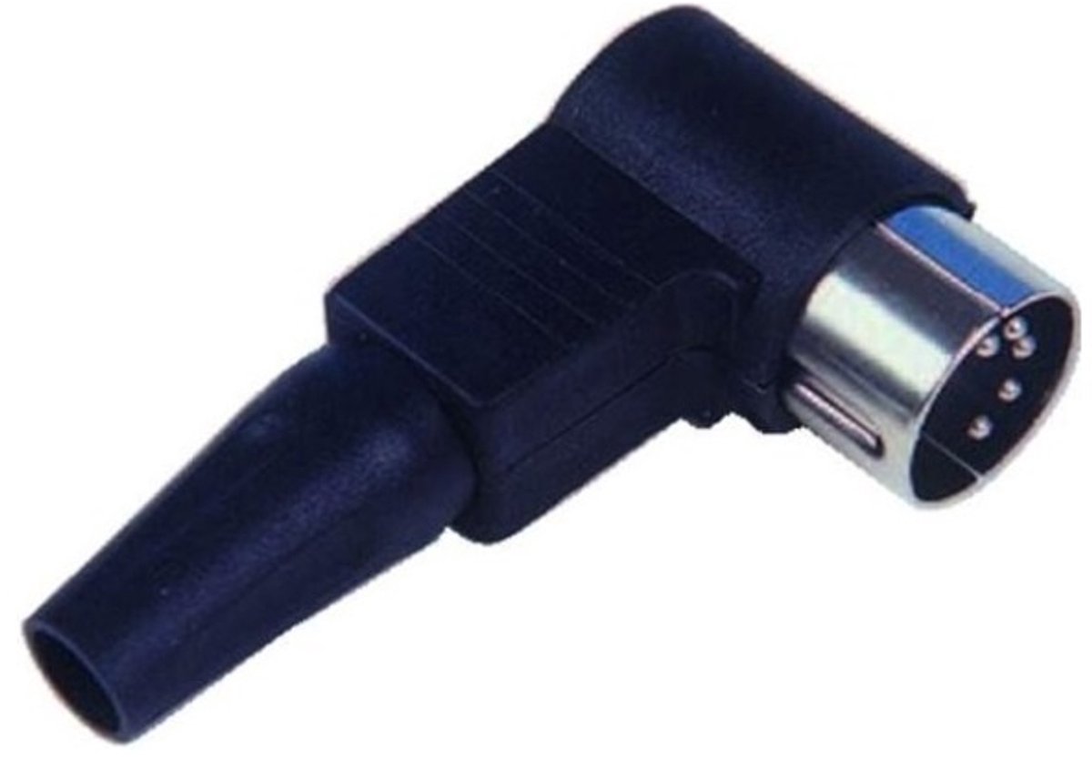 DIN 5-pins 180° (m) connector - haaks / zwart