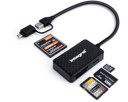 Integral 4-in-1 Multi Card Reader - USB 3.2 Gen 1 | USB-A met USB-C adapter | SD / microSD / CompactFlash / Memory Stick