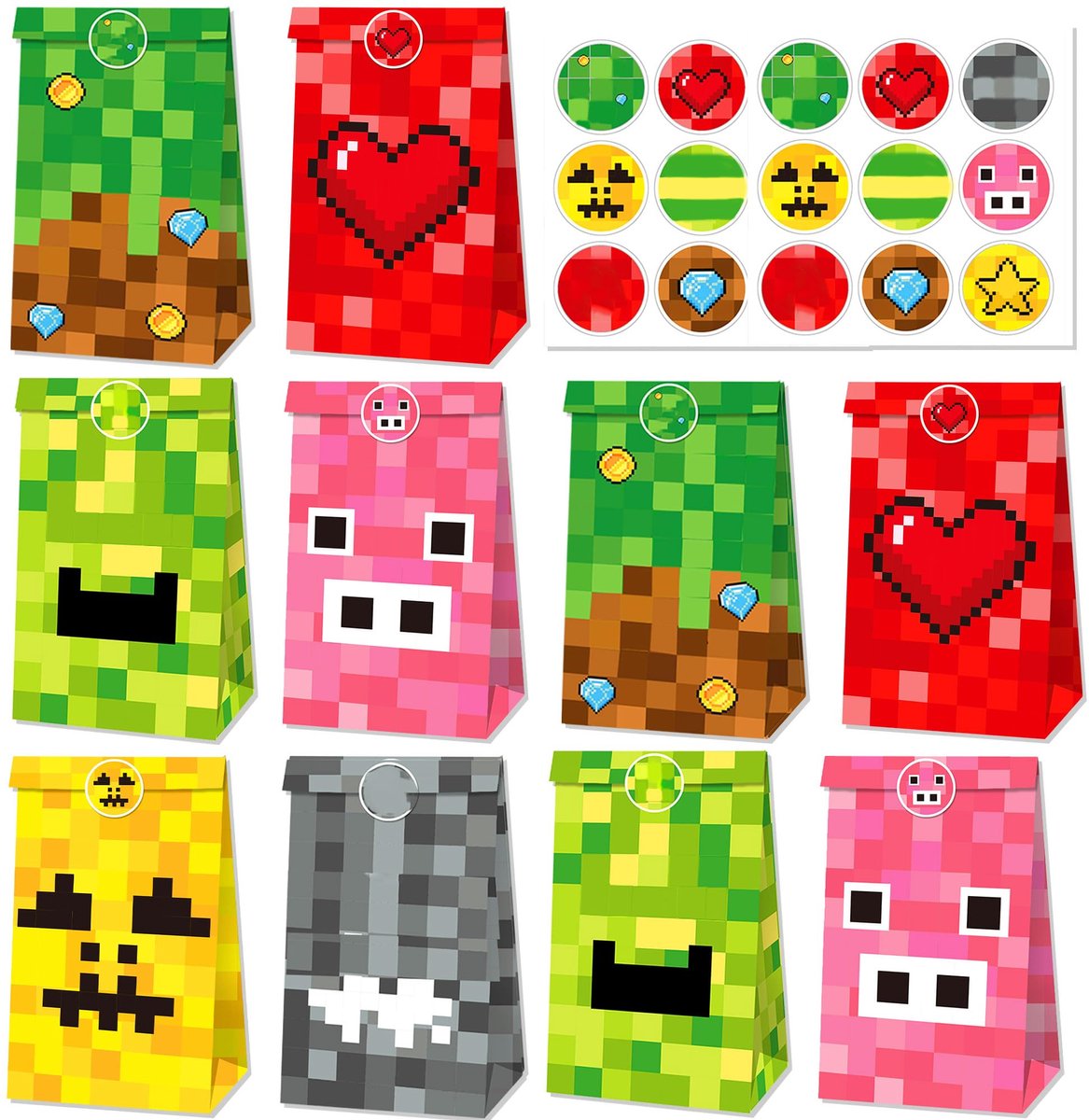IMPERATORIS® Uitdeelzakjes met Strip/Stickers - Koekzakjes/Snoepzak/Geschenkzakjes - 10 stuks