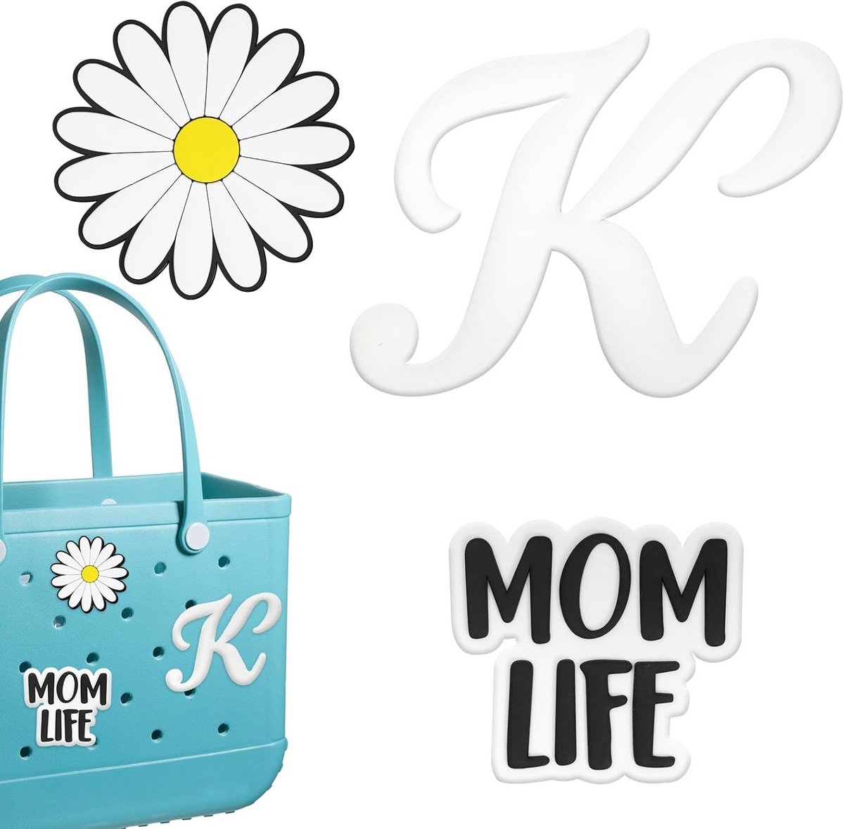Alfabet Letter en Bloem Bedels voor Bogg Bag Accessoires