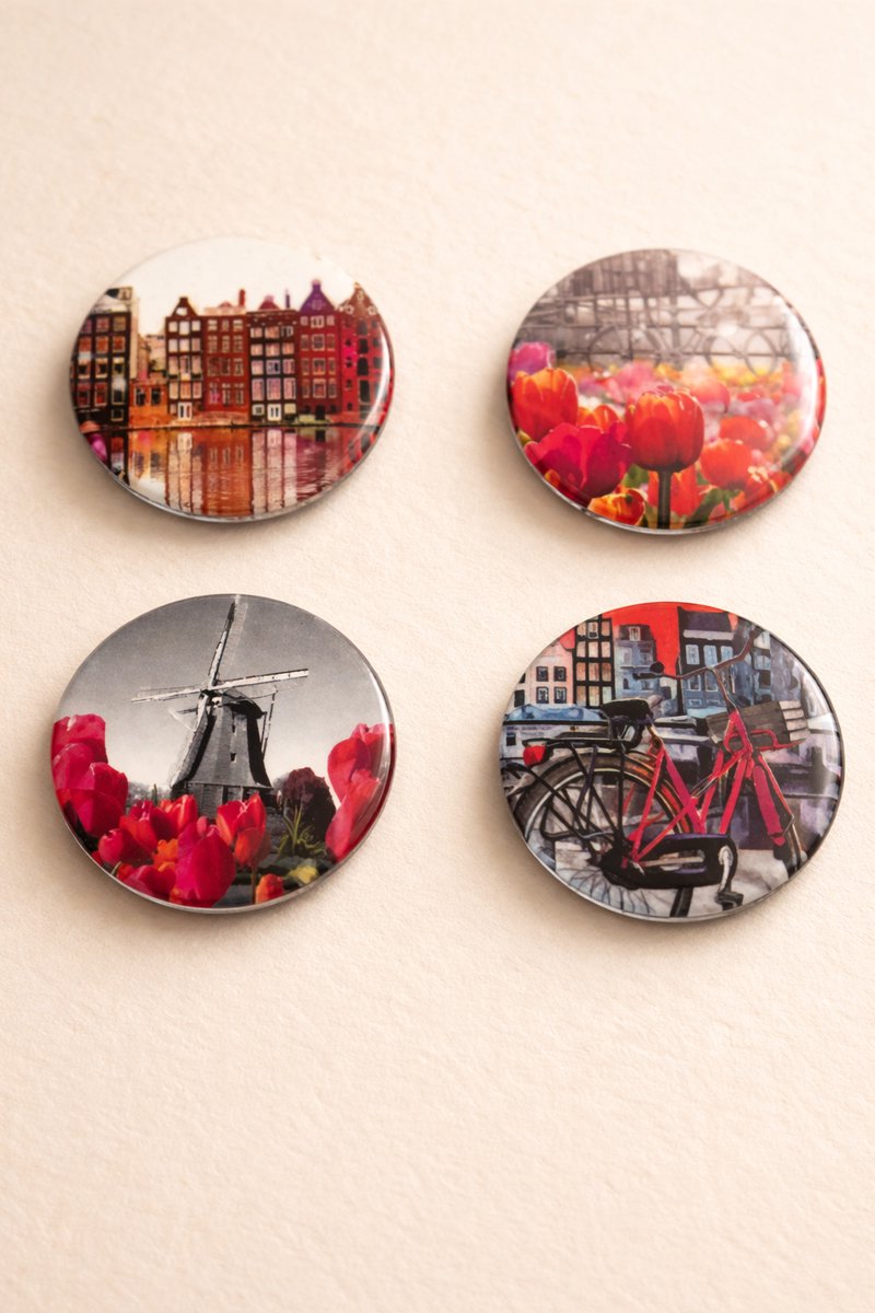 Amsterdam Glas Magneten 4 Stuks Geweldig Souvenir