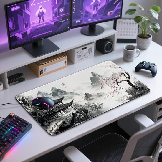LL-COEUR XXL zwarte muismat gaming muismat laptop bureauonderlegger bureaumat (1300 x 500 x 3 mm