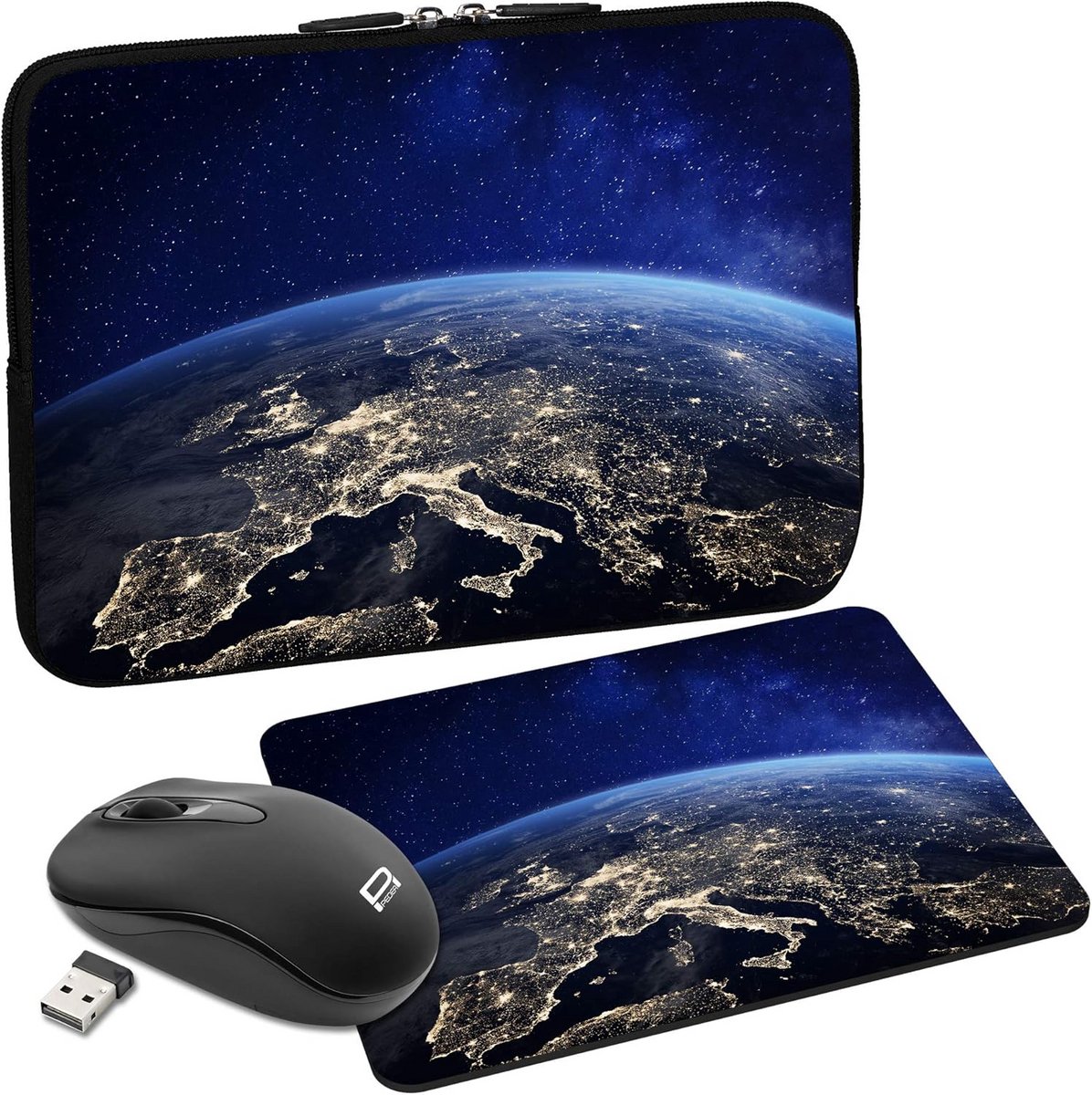 Neopreen Laptop Sleeve 15.6 Inch met Muis en Muismat
