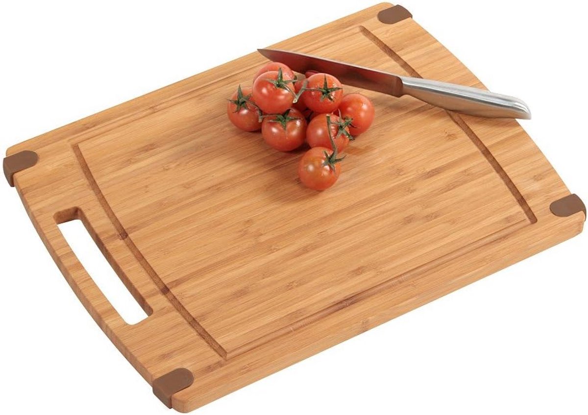 Snijplank Bamboe 38x28 cm met Antisliprand - Stevig Houten Snijvlak