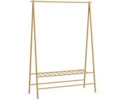 Kledingrek - 116x43,5x160 cm - Met Haken & Planken + Kledingstang - Bamboe - Naturel