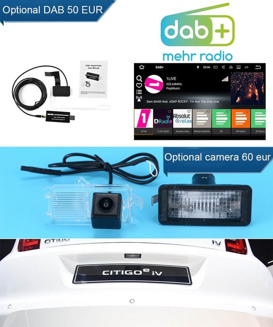 Autoradio für Seat e-MII KE KF S-koda E-Citigo 2011-2025 Kabelloses CarPlay Android Auto 9Touchscreen GPS Navigation WLAN Bluetooth Lenkradfernbedienung Rückfahrkamera(Size:8 CORE 6 128G,Color:A
