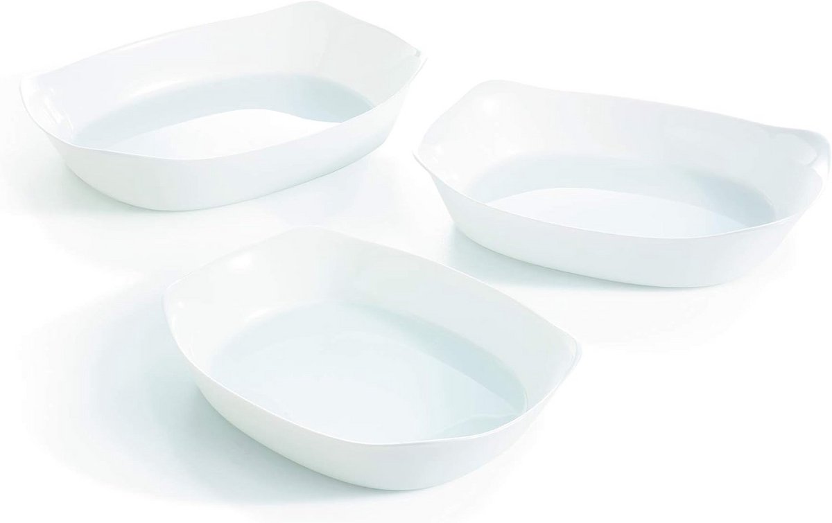 Ovenschaal Set - Hittebestendig Glas - Rechthoekig en Rond - Voor Oven en Tafelgebruik