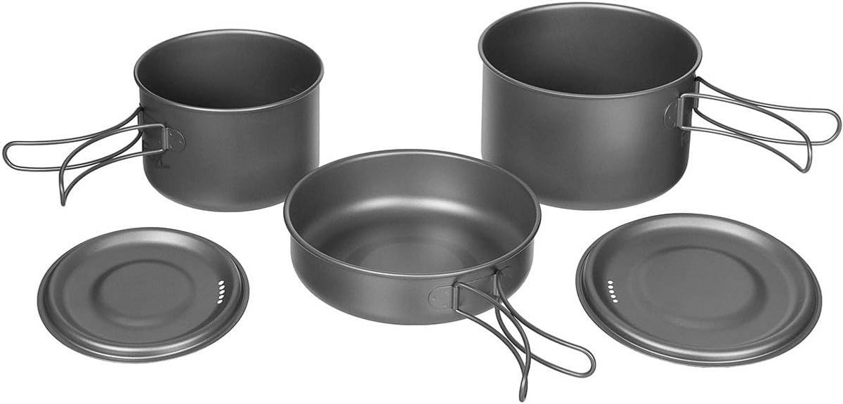 Lichtgewicht Titanium Kookset voor Buiten, 5-Delig