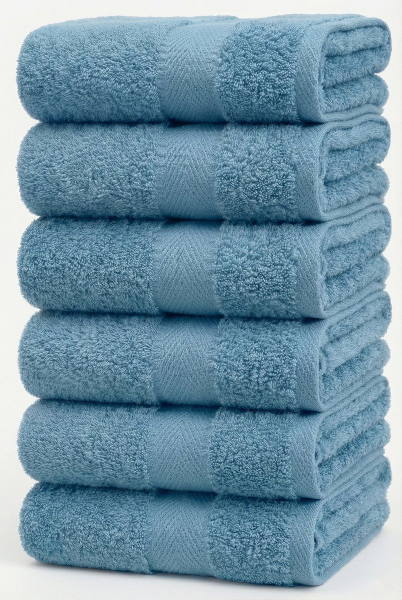 Blanche Nuit Badlakens 70x140 cm - 6x Luxe Handdoeken - 100% Katoen - 500 gr/m2 - Blauw