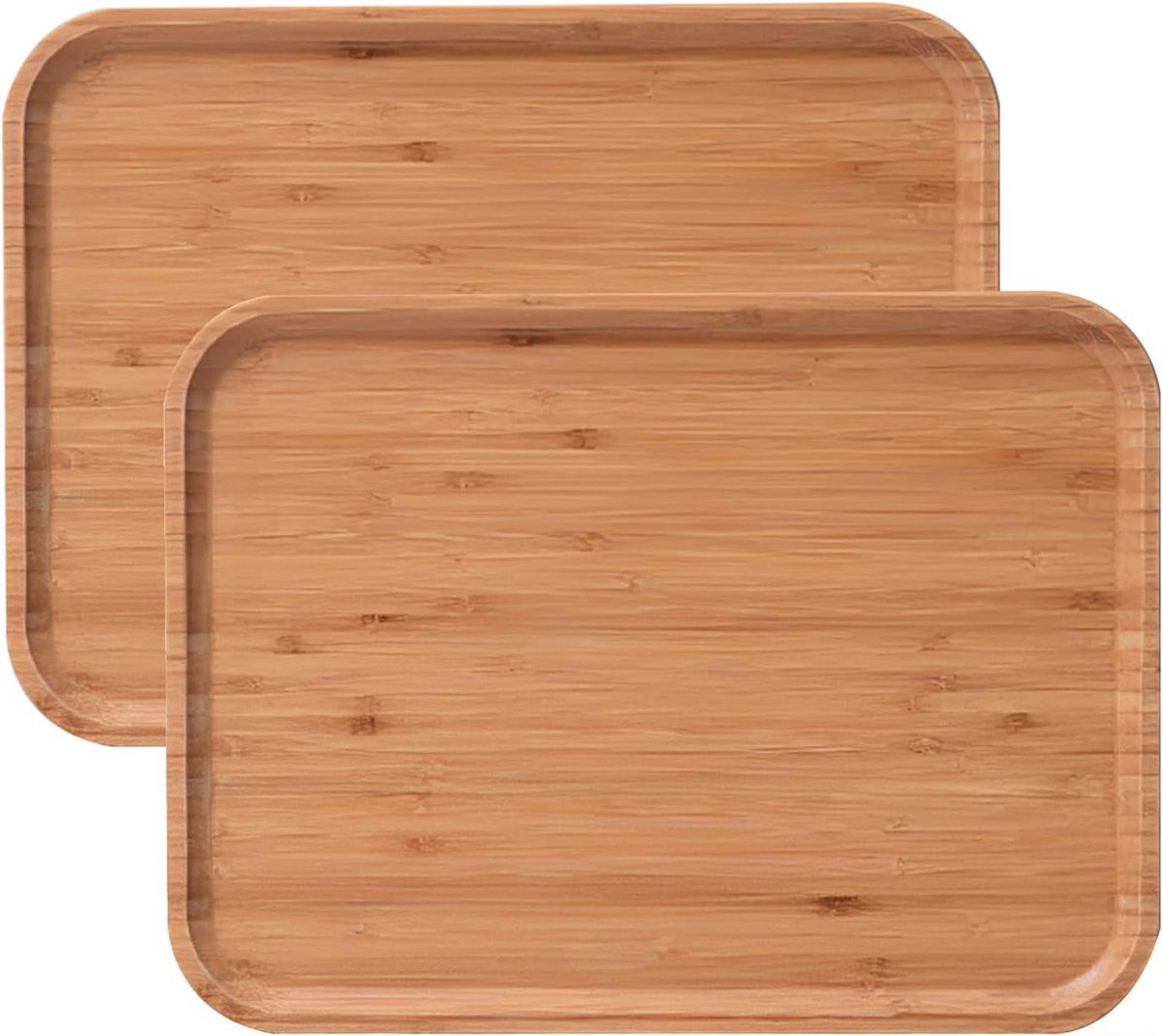 Set van 2 Rechthoekige Bamboe Serveerplanken - Ideaal als Theetablet, Snack- of Serveerschaal (40 x 30 cm)