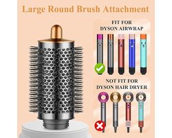Grote ronde volumeborstel, Geschikt voor Dyson Airwrap accessoire, nikkel/koper, ovale volumegevende stijl