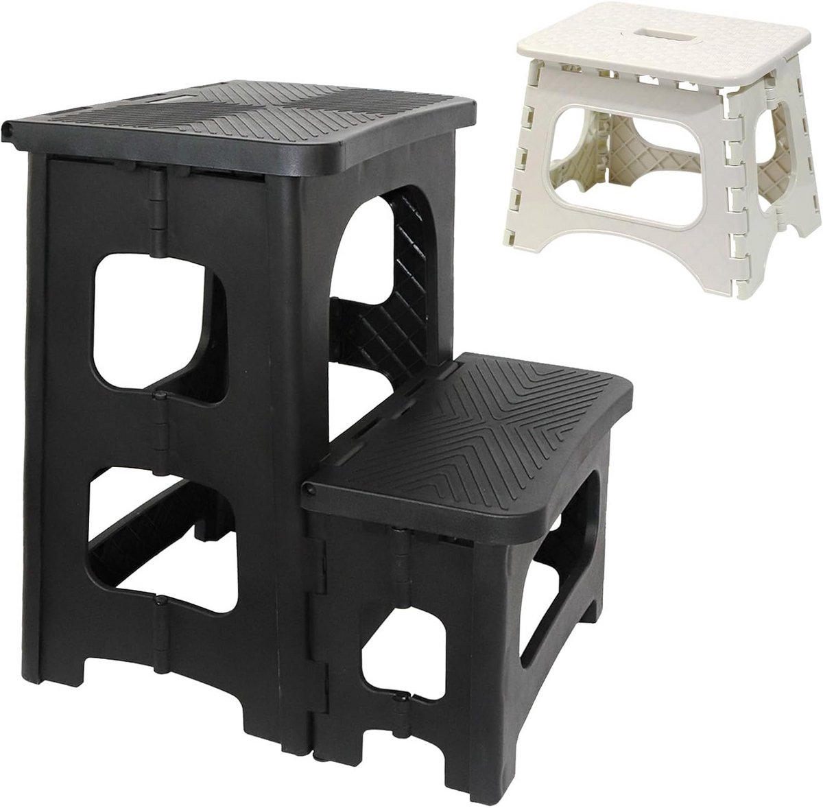 Opvouwbare 2-Traps Opstapkruk met Antislip, Hoog Draagvermogen tot 150 kg