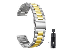 20mm Universele Oyster Horlogeband RVS316L – Zilver met Goudkleurige Middenschakel – Luxe Staal