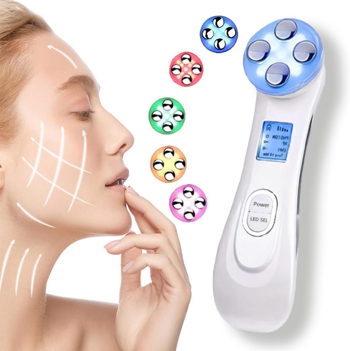 Elektrische Gezichtsmassager voor Huidlifting en Versteviging met Ultrasone en RF Therapie