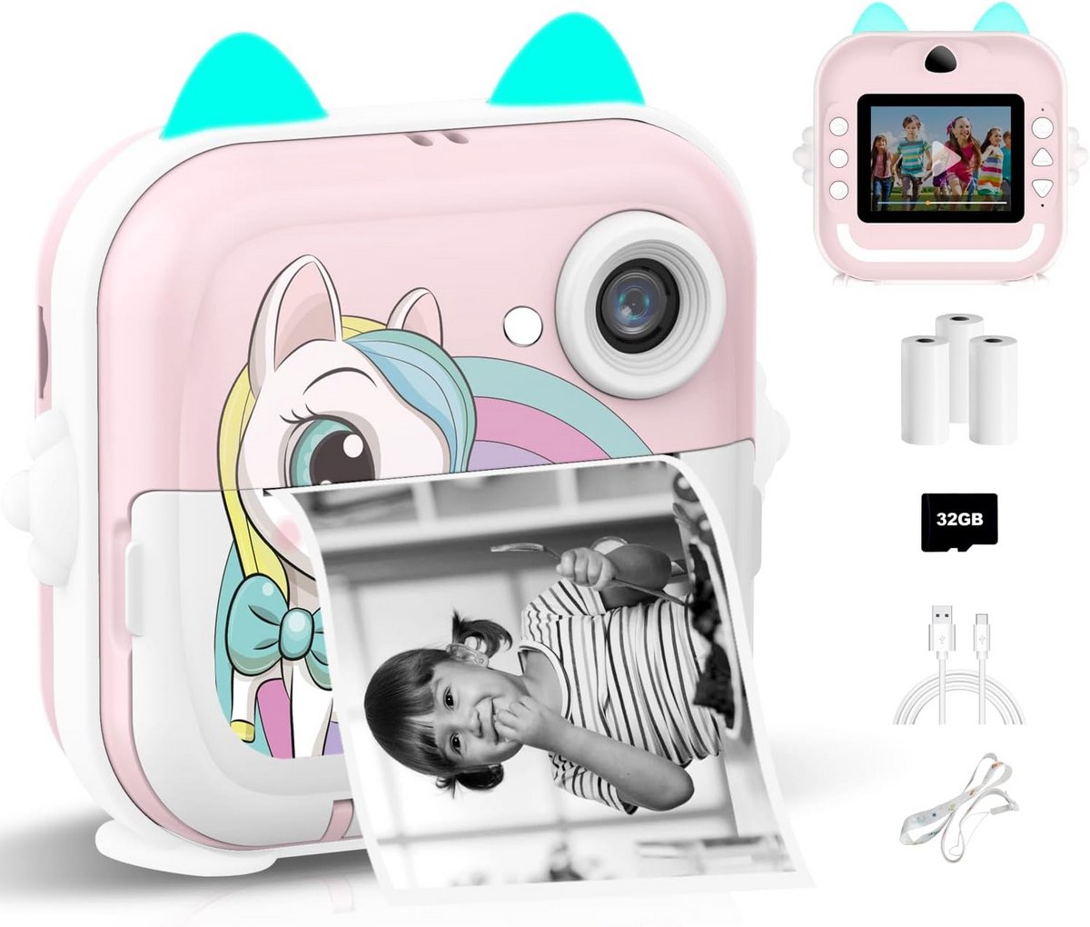 Directe Fotoprinter Camera voor Kinderen met 1080P Video en DIY Opties