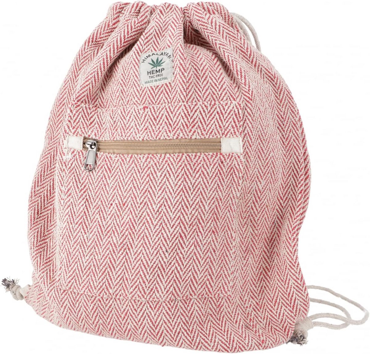Duurzame Hennep Rugzak met Visgraatpatroon - Unisex Gymtas/Sporttas Rood