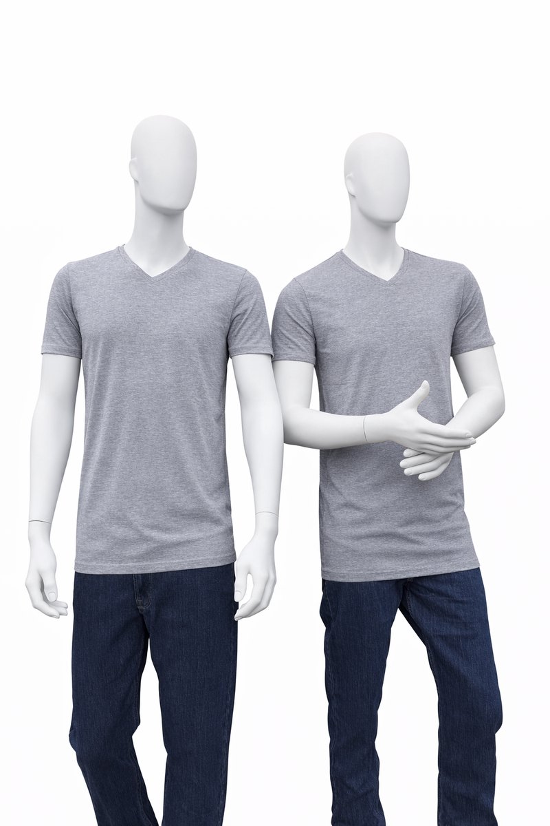RELAKZ Heren T-shirt V-hals - Organisch Katoen - 2 Pack - Grey Melange - Maat L