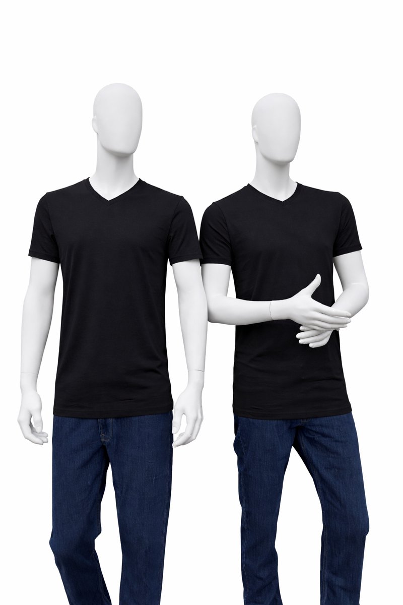 RELAKZ Heren T-shirt V-hals - Organisch Katoen - 2 Pack - Zwart - Maat XXL