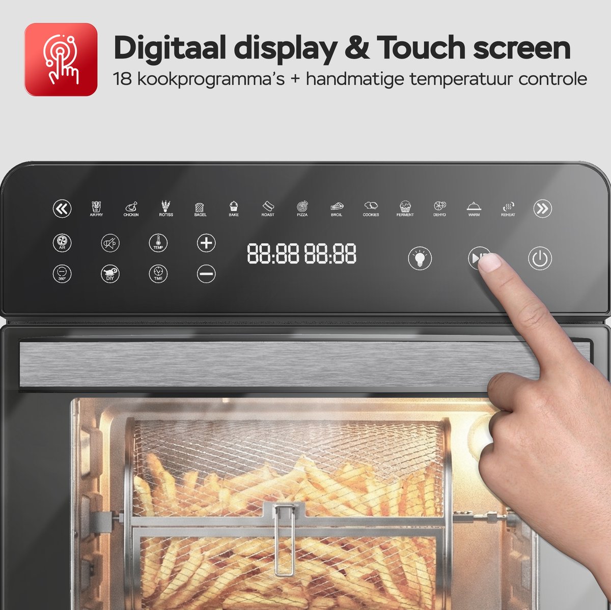 TurboTronic AFO14 Airfryer XXL en Vrijstaande Oven - Insclusief Draaispit - Mini Oven - Zwart — afbeelding 5