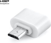 A-Konic© Set van 2 stuks | verloop adapter USB-adapter naar Micro-usb | Opzetstuk | USB to Micro usb Converter | Wit