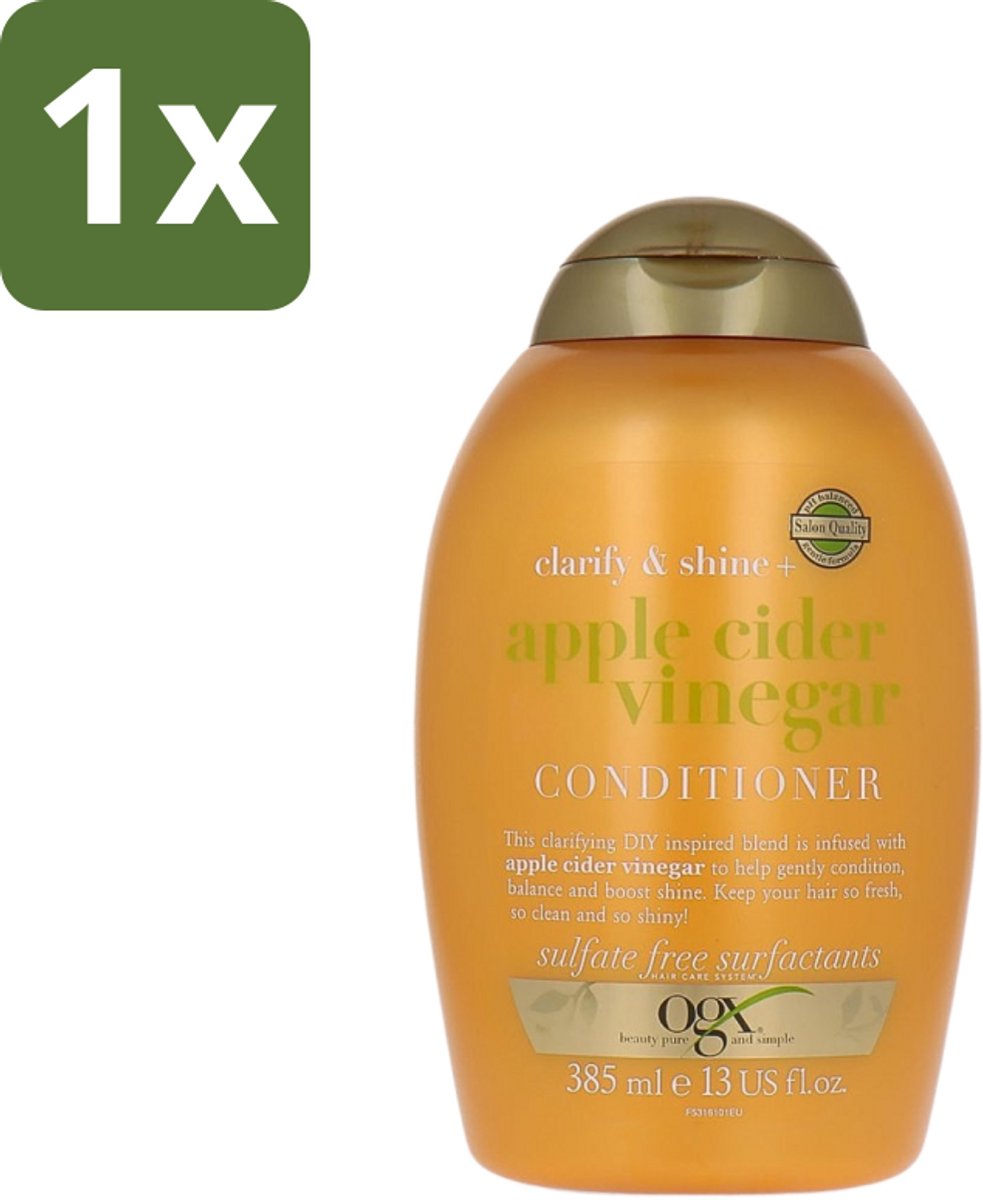 1 x OGX - Apple Cider Vinegar - Conditioner - Clarify + Shine - 385 ml - Haarkracht - Haartype - Haartype Reset - Haartype Verzorging - Haartype Verfrissing