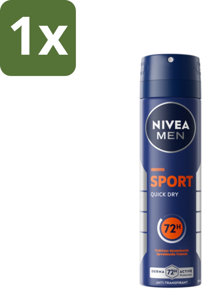 1 x NIVEA Men Deodorant Spray Sport 150 ml - Sport Deodorant - Anti-transpirant Spray - 48 Uur Bescherming - Zweetvermindering - Fris Gevoel
