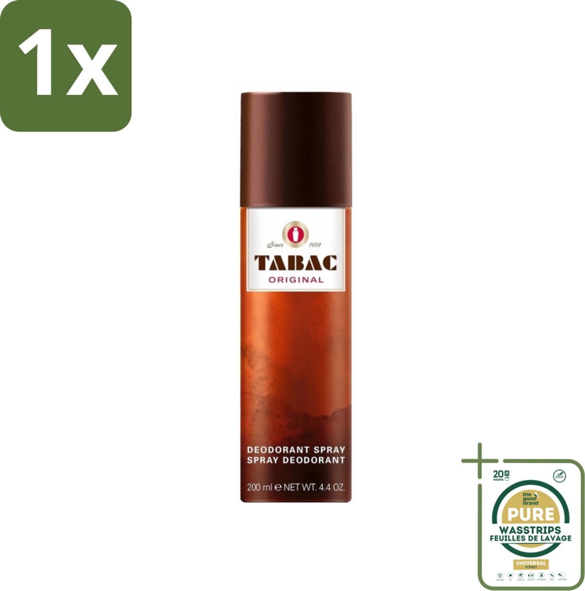 1 x Tabac Original - Deodorant Spray - Anti-transpirant - 200 ml- Tabac Original - Anti-transpirant - Deodorant Spray - Mannelijke Geur - Zweetvermindering