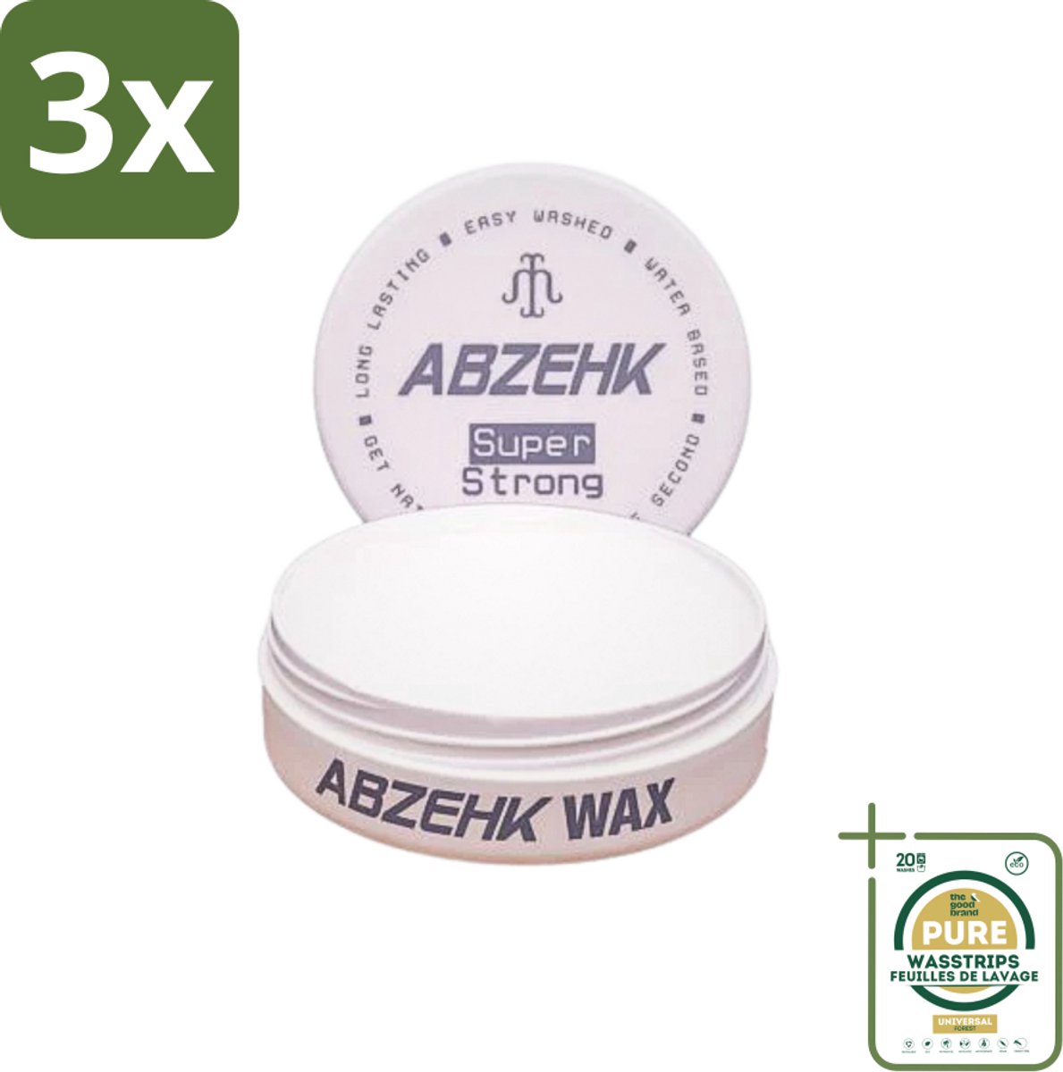 3 x Abzehk - Hair Wax - Grey Super Strong - Matte Styling & Extreme Fixatie - 150ml - Grootverpakking - Haartype - Styling Wax - Matte Finish - Extreme Hold - Hair Wax Grey