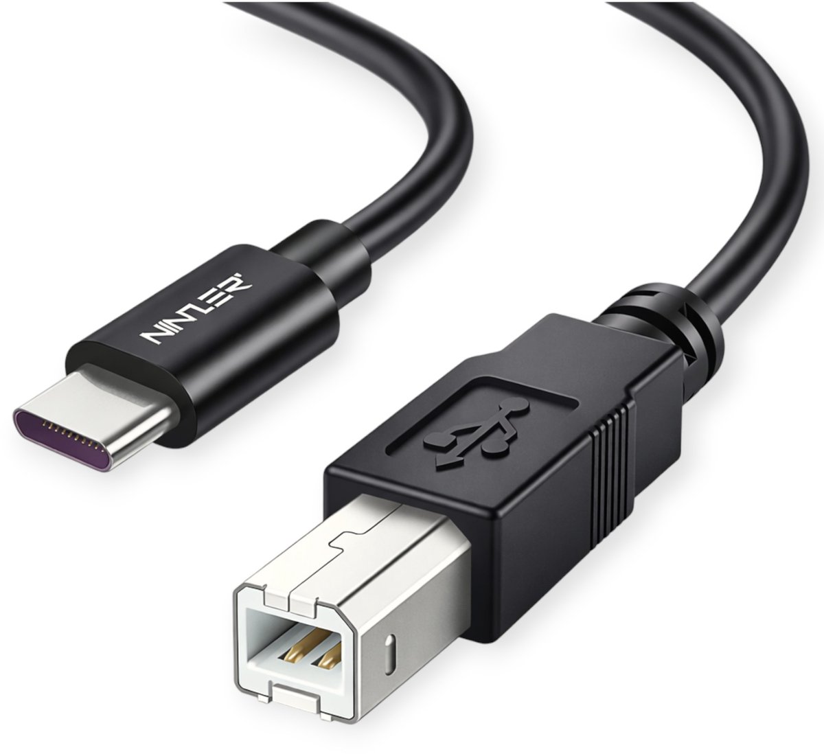 Ninzer USB C naar USB B kabel - voor Printers, Scanners, All-in-One - 1.5 meter - Plug & Play - USB 2.0 - Snelle Dataoverdracht — afbeelding 1