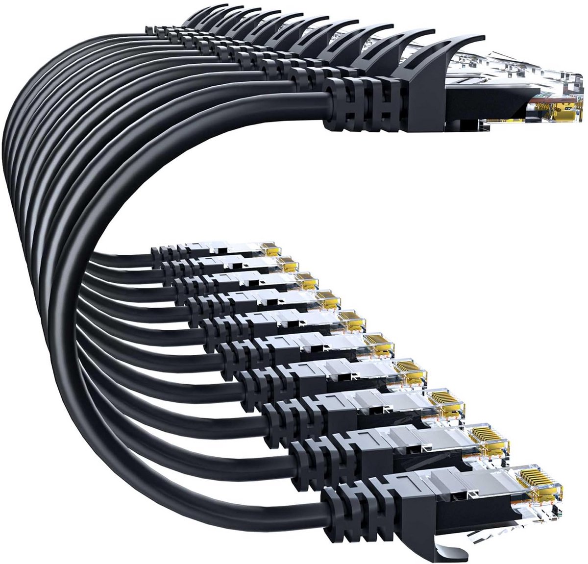 10 Stuks Cat 6 Ethernet Kabel 1 Meter - Snelle Netwerkkabel Glasvezel Snelheid voor Thuis & Kantoor