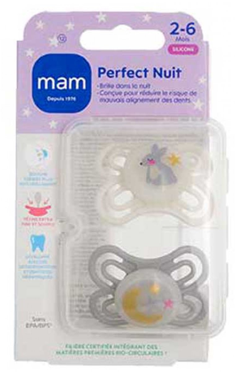 MAM 2 Zuigelingen Perfecte Nacht 2-6 Maanden (Modellen : Konijn en maan)