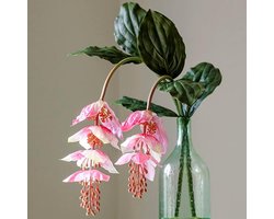2x Grote Kunstbloem Medinilla Magnifica Real Touch Hoog 130 cm - Nep Tropische Plant voor Binnen en Buiten Decoratie