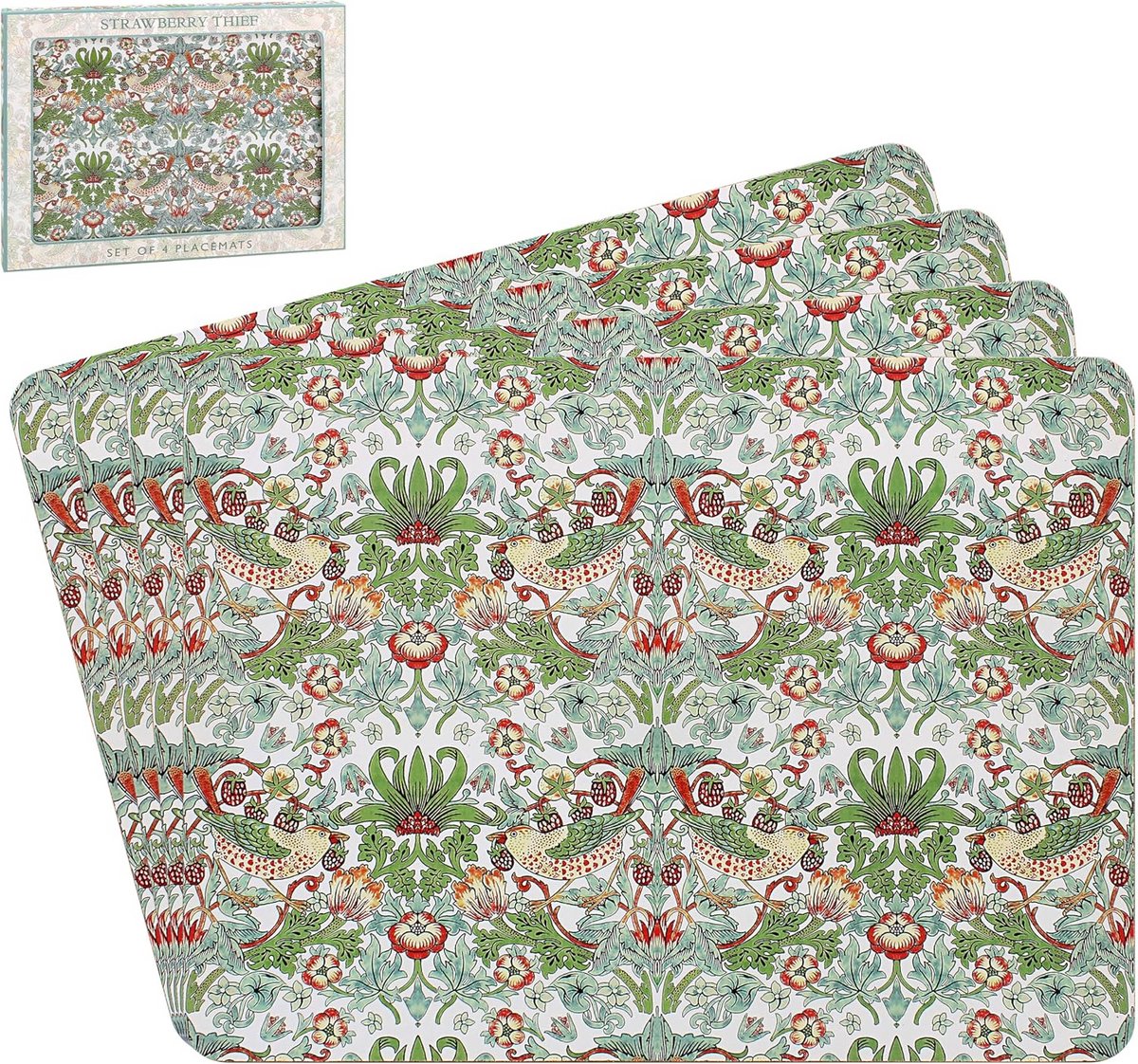 Set van 4 Stofbestendige Placemats met Aardbeidief Patroon Wasbaar en Antislip