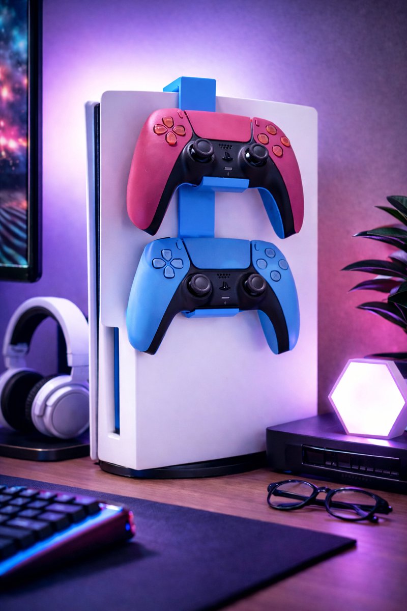 Controller Hangsysteem compatibel met Playstation 5 – Dubbele Controller houder – Ruimtebesparend & Stijlvol - Blauw