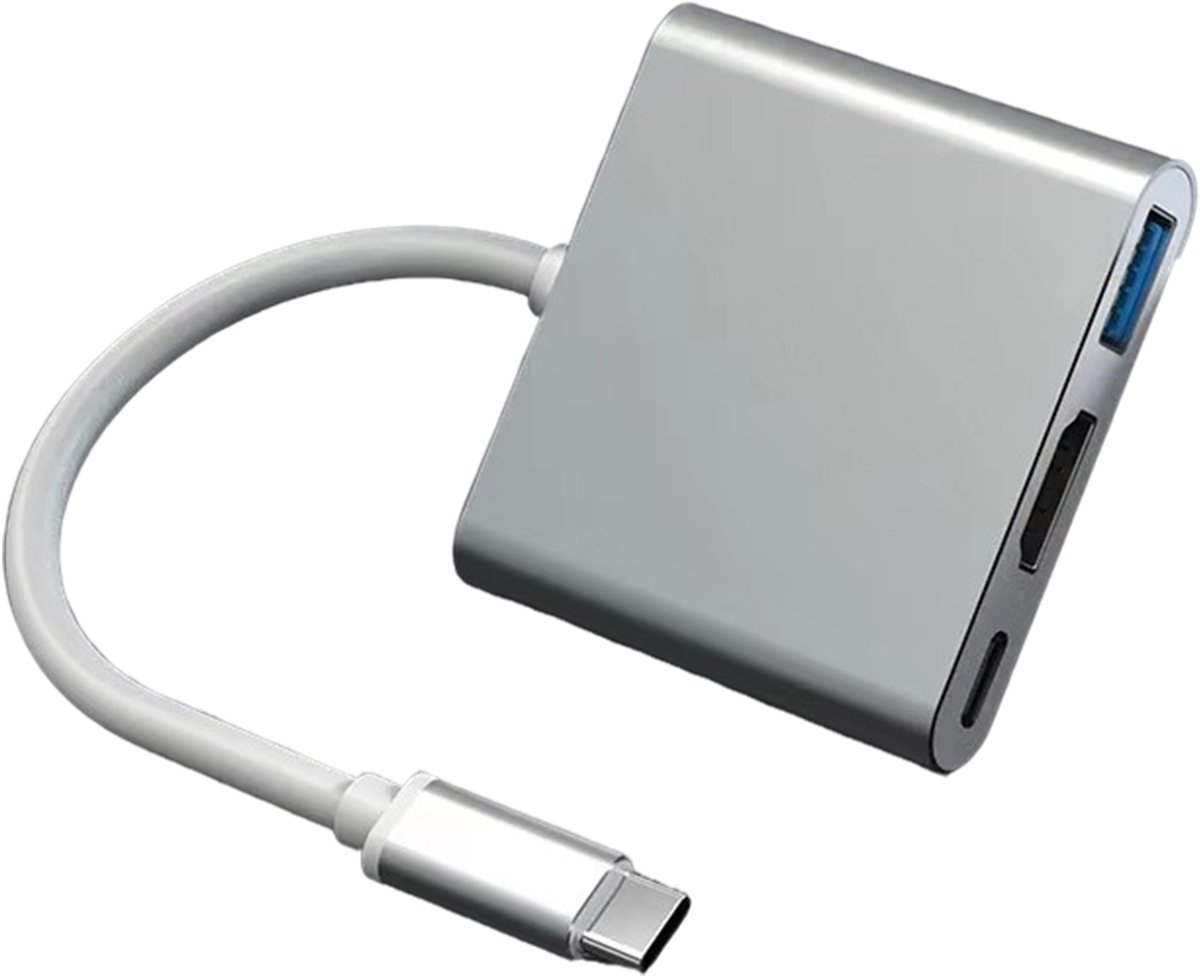 USB-C 3-in-1 Docking Station - HDMI 4K, USB 3.0 - Switch - Aluminium Hub