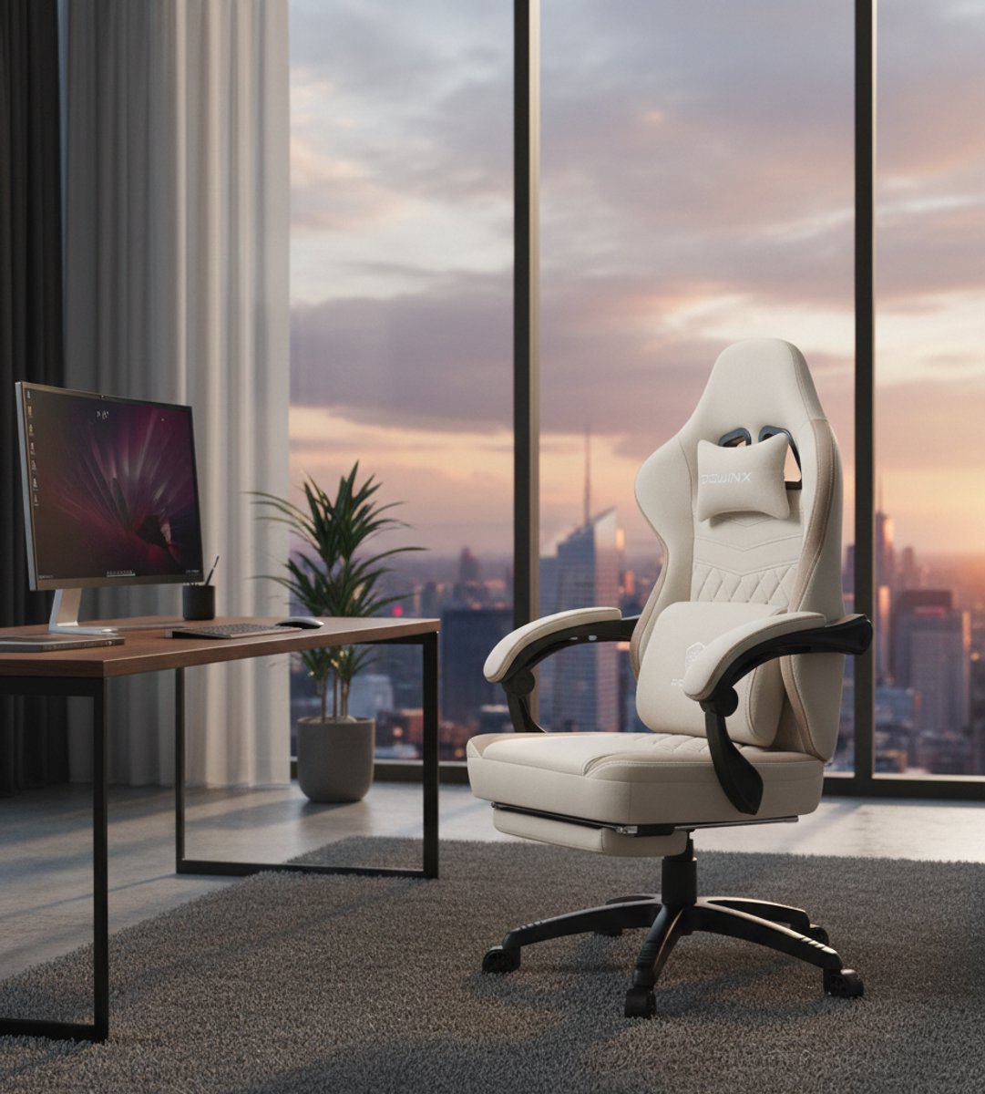 Gaming Ergonomische Massage Stoel met Voetensteun - Beige - Gaming - €800,00