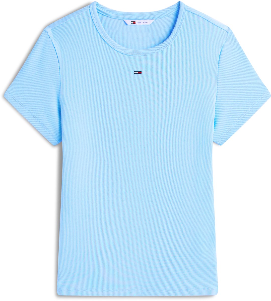 Tommy Jeans T-shirt Slim Fit Geribt T Shirt Met Ronde Hals Dw0dw17383 C1t Light Powdery Dames Blauw