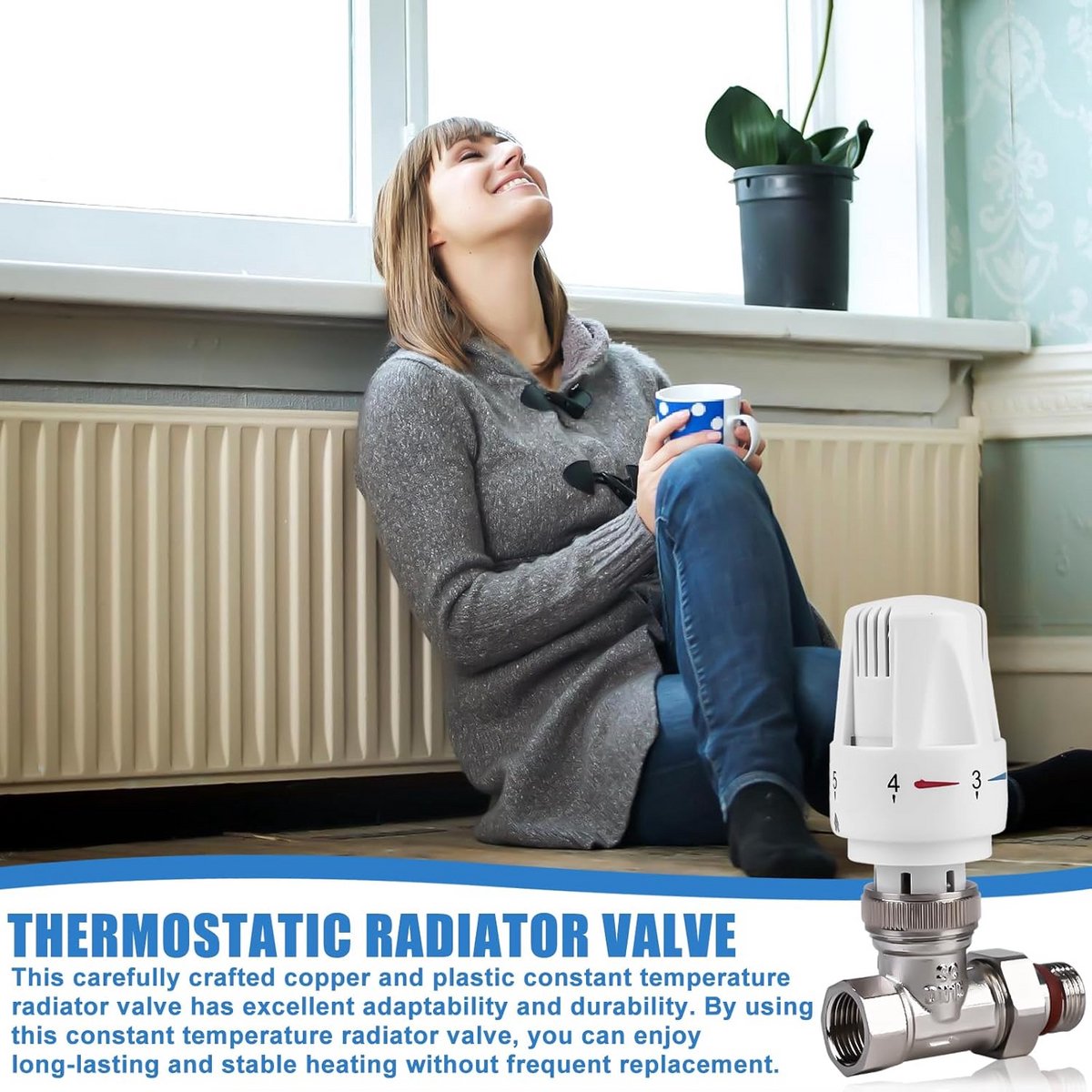 Thermostaatventiel met Kop voor Radiator, 1/2 inch